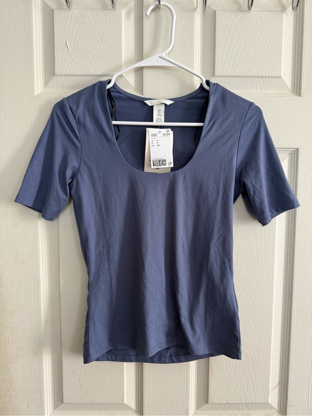 H&M Scoop Neck Short Sleeve Top - Slate Blue